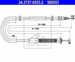 Ate 24.3727-0553 linka hamulca ręcznego fiat stilo 01-08 lewy tył, fiat bravo ii (198)