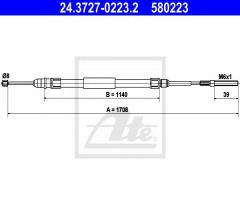 Ate 24.3727-0223 linka hamulca ręcznego bmw 3 e46 98-06 prawy tył, bmw 3 (e46)