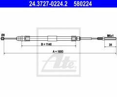 Ate 24.3727-0224 linka hamulca ręcznego bmw 3 e46 98-06 lewy tył, bmw 3 (e46)