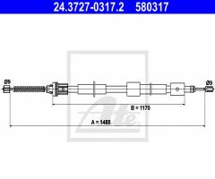 Ate 24.3727-0317 linka hamulca ręcznego citroen zx 96-97 prawy tył, citroËn zx (n2)