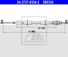 Ate 24.3727-0334 linka hamulca ręcznego citroen xsara picasso 03-, citroËn xsara picasso (n68)