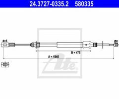 Ate 24.3727-0335 linka hamulca ręcznego citroen c5 01-08, citroËn c5 i (dc_)