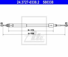 Ate 24.3727-0338 linka hamulca ręcznego citroen xsara kombi 97-05, citroËn xsara break (n2)