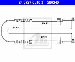 Ate 24.3727-0340 linka hamulca ręcznego fiat ducato 94-02, citroËn jumper nadwozie pełne (230l)