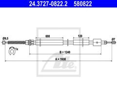 Ate 24.3727-0822 linka hamulca ręcznego peugeot 306 kombi 97-02 pr