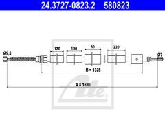 Ate 24.3727-0823 linka hamulca ręcznego peugeot 306 kombi 97-02 le