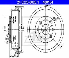 Ate 24.0220-0026 bęben hamulcowy mazda 323 91-01, mazda 323 s iv (bg)