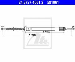 Ate 24.3727-1061 linka hamulca ręcznego renault clio ii 01-05 lt