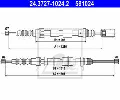 Ate 24.3727-1024 linka hamulca ręcznego renault espace 91-96 tył, renault espace ii (j/s63_)