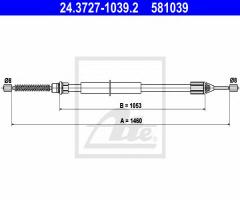 Ate 24.3727-1039 linka hamulca ręcznego renault twingo 93-07 +abs, renault twingo i (c06_)