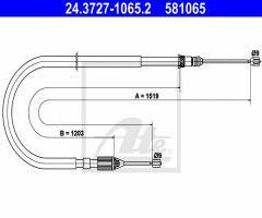 Ate 24.3727-1065 linka hamulca ręcznego renault megane 98-03 lewa