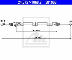 Ate 24.3727-1068 linka hamulca ręcznego renault trafic 01- lewa, nissan primastar autobus (x83)