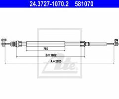 Ate 24.3727-1070 linka hamulca ręcznego renault megane ii 02-, renault megane ii (bm0/1_, cm0/1_)