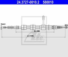 Ate 24.3727-0010 linka hamulca ręcznego alfa romeo 147 01- prawa, alfa romeo 147 (937)