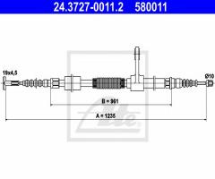 Ate 24.3727-0011 linka hamulca ręcznego alfa romeo 147 01- lewa, alfa romeo 147 (937)