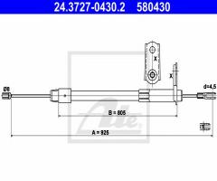 Ate 24.3727-0430 linka hamulca ręcznego mercedes w 203 00-07 lt