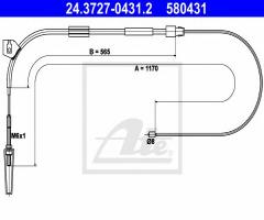 Ate 24.3727-0431 linka hamulca ręcznego mercedes w168 a-klasa 97-04, mercedes-benz klasa a (w168)