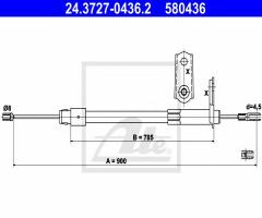 Ate 24.3727-0436 linka hamulca ręcznego mercedes w 203 00-07 pt