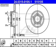 Ate 24.0315-0105 tarcza hamulcowa audi 100 90-94, audi 100 (4a, c4)