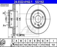 Ate 24.0322-0162 tarcza hamulcowa mercedes vito 95-03 went., mercedes-benz vito autobus (638)