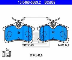 Ate 13.0460-5869 klocki hamulcowe toyota avensis 01-03 tył z akustycznym czujnikiem zużycia