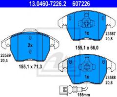 Ate 13.0460-7226 klocki hamulcowe audi tt 06- z czuj., audi tt (8j3)