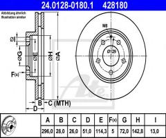 Ate 24.0128-0180 tarcza hamulcowa mazda mpv 02-05, mazda mpv ii (lw)