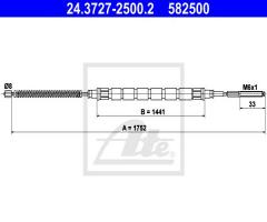 Ate 24.3727-2500 linka hamulca ręcznego skoda felicia 94-01, skoda felicia i (6u1)