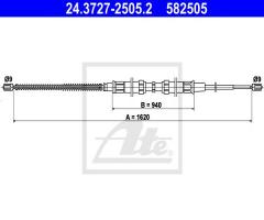 Ate 24.3727-2505 linka hamulca ręcznego skoda octavia 96-99, skoda octavia (1u2)