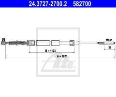 Ate 24.3727-2700 linka hamulca ręcznego vw caddy ii 95-03, seat inca (6k9)