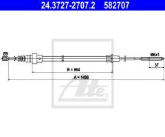 Ate 24.3727-2707 linka hamulca ręcznego vw lupo 99-05, seat arosa (6h), vw lupo (6x1, 6e1)