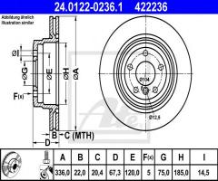 Ate 24.0122-0236 tarcza hamulcowa bmw 3 e90 05- tył wen., bmw 3 (e91) touring 