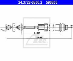 Ate 24.3728-0850 linka sprzęgła peugeot partner 96- diesel, citroËn berlingo nadwozie pełne (m_)