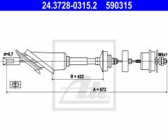 Ate 24.3728-0315 linka sprzęgła citroen saxo 96-04 1,5d, citroËn saxo (s0, s1)