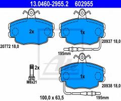 Ate 13.0460-2955 klocki hamulcowe renault r9-r30, megane z czujnikiem, peugeot 205 i (741a/c)