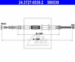 Ate 24.3727-0539 linka hamulca ręcznego fiat brava 95-01 lewa, fiat brava (182)