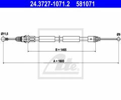 Ate 24.3727-1071 linka hamulca ręcznego renault trafic 01- prawa, nissan primastar autobus (x83)