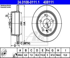 Ate 24.0108-0111 tarcza hamulcowa mercedes vaneo 02-05 tył, mercedes-benz klasa a (w168)