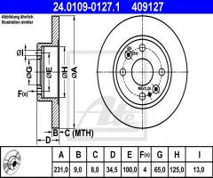 Ate 24.0109-0127 tarcza hamulcowa mazda 323 89-94 tył, mazda 323 s iv (bg)