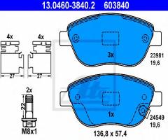 Ate 13.0460-3840 klocki hamulcowe opel corsa d 06- 1,3cdti, fiat 500l, opel corsa d van