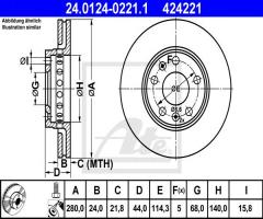 Ate 24.0124-0221 tarcza hamulcowa renault megane 08-, dacia duster, renault megane cc (ez0/1_)