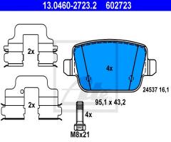 Ate 13.0460-2723 klocki hamulcowe ford mondeo 07- tył, ford mondeo iv turnier (ba7)