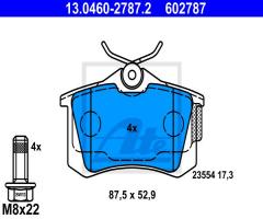 Ate 13.0460-2787 klocki hamulc. skoda octavia  12- tył, seat leon (5f1), skoda octavia (5e3)