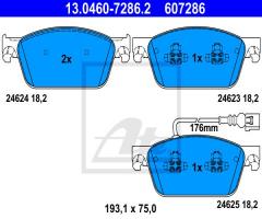 Ate 13.0460-7286 klocki hamulc. vw t5  09- przód, vw multivan v (7hm, 7hn, 7hf, 7ef, 7em, 7en)