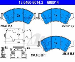 Ate 13.0460-8014 klocki hamulc. ford ranger  11- przód, ford ranger (tke)