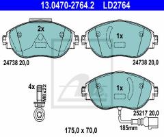Ate 13.0470-2764 klocki hamulc. vw sharan  10- przód, audi a3 (8v1), seat alhambra (710)