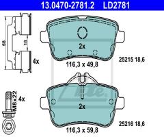Ate 13.0470-2781 klocki hamulc. mercedes w166 ml-klasa  11- tył, mercedes-benz gle (w166)
