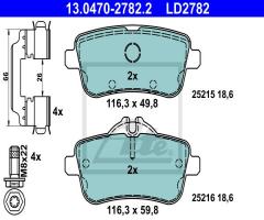 Ate 13.0470-2782 klocki hamulc. mercedes w166 ml-klasa  11- tył, mercedes-benz gle (w166)