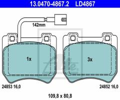 Ate 13.0470-4867 klocki hamulc. alfa romeo 159  05-, alfa romeo 159 sportwagon (939)