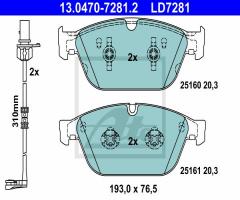 Ate 13.0470-7281 klocki hamulc. audi a8  09- przód, audi a8 (4h_)